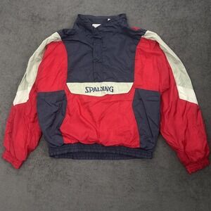 vintage 90s spalding windbreaker pullover jacket size XL colorblock red blue